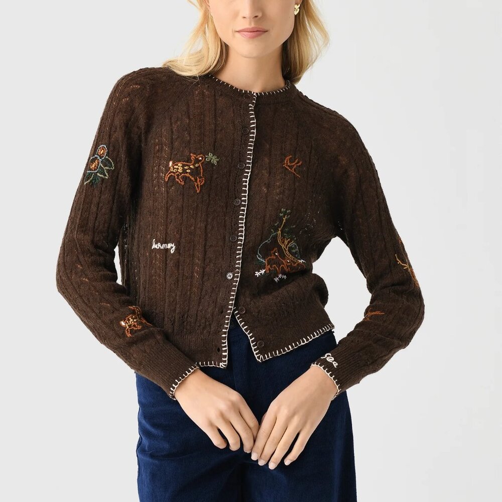 Sea Martha Embroidered Alpaca Wool Cardigan